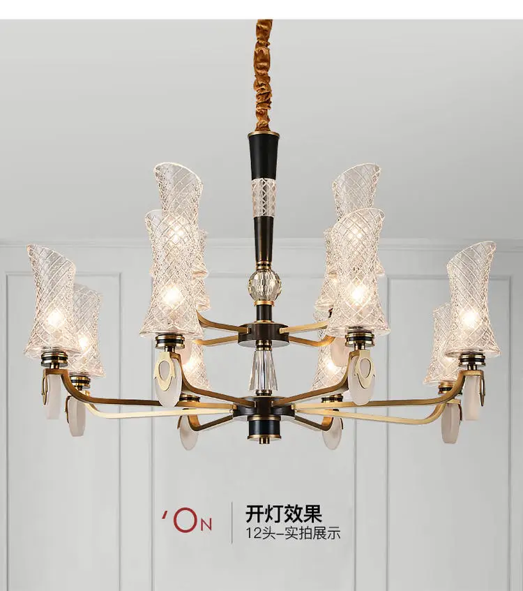 Amazing Copper Chandelier lighting Hotel Glass Lamp Shade chandelier Europe Luxurious Living Room Dining project lustre | Лампы и