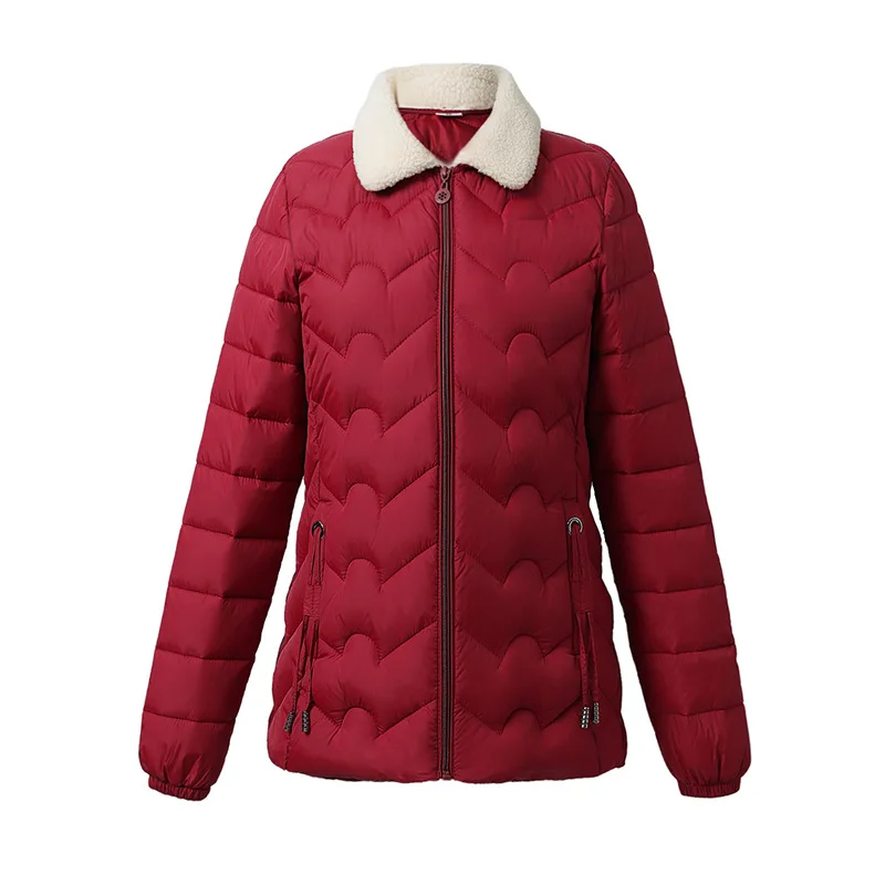 

Куртка стеганая Женская, короткая, для среднего и пожилого возраста, повседневная, легкая, с лацканами, большого размера, Осень-зима 2021