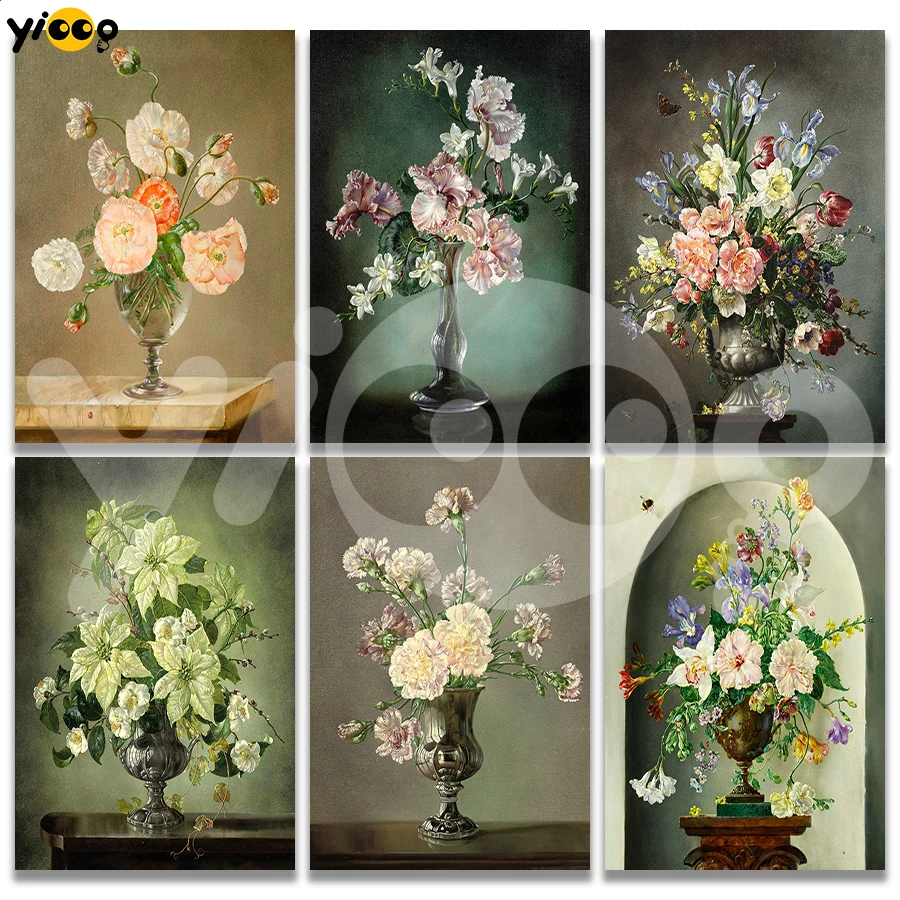 

Full Square/Round Drill Diamond Painting Embroidery Flowers in vase Series Rhinestone Mosaic Cross Stitch Decor Gift TY17
