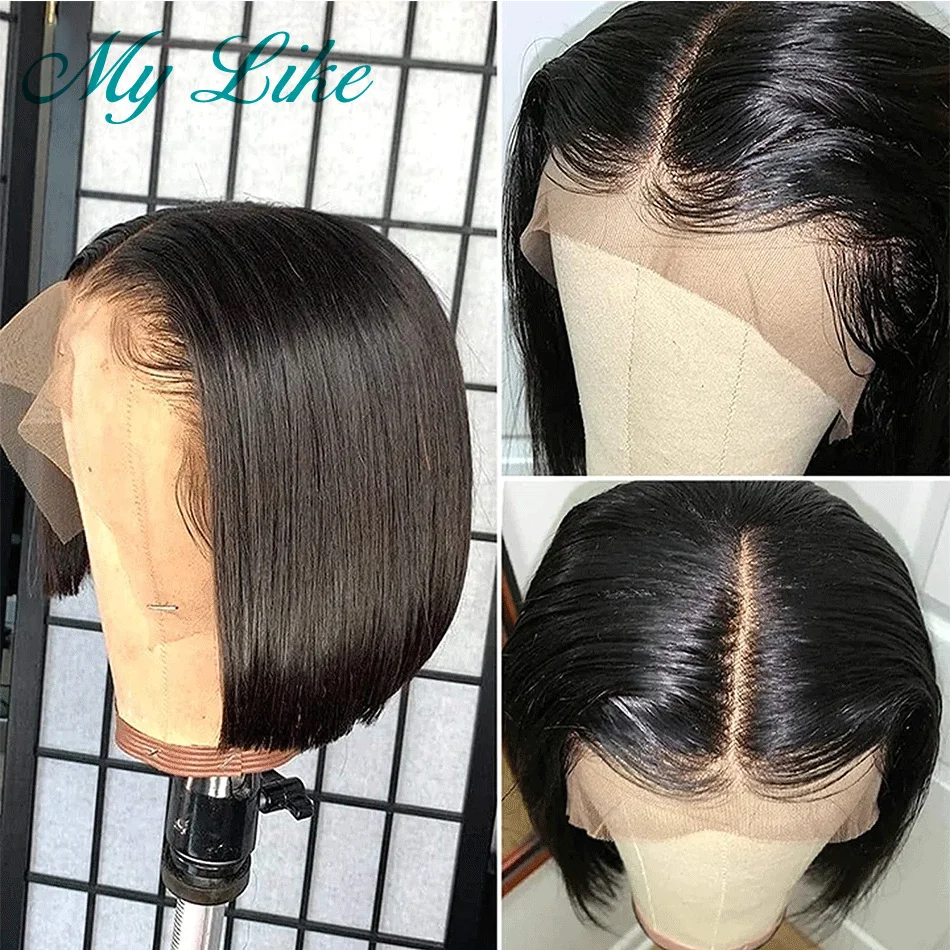 

Парик перуанский с прямыми волосами, фронтальные парики на сетке, предварительно выщипанные короткие волосы с короткими волосами, для женщ...