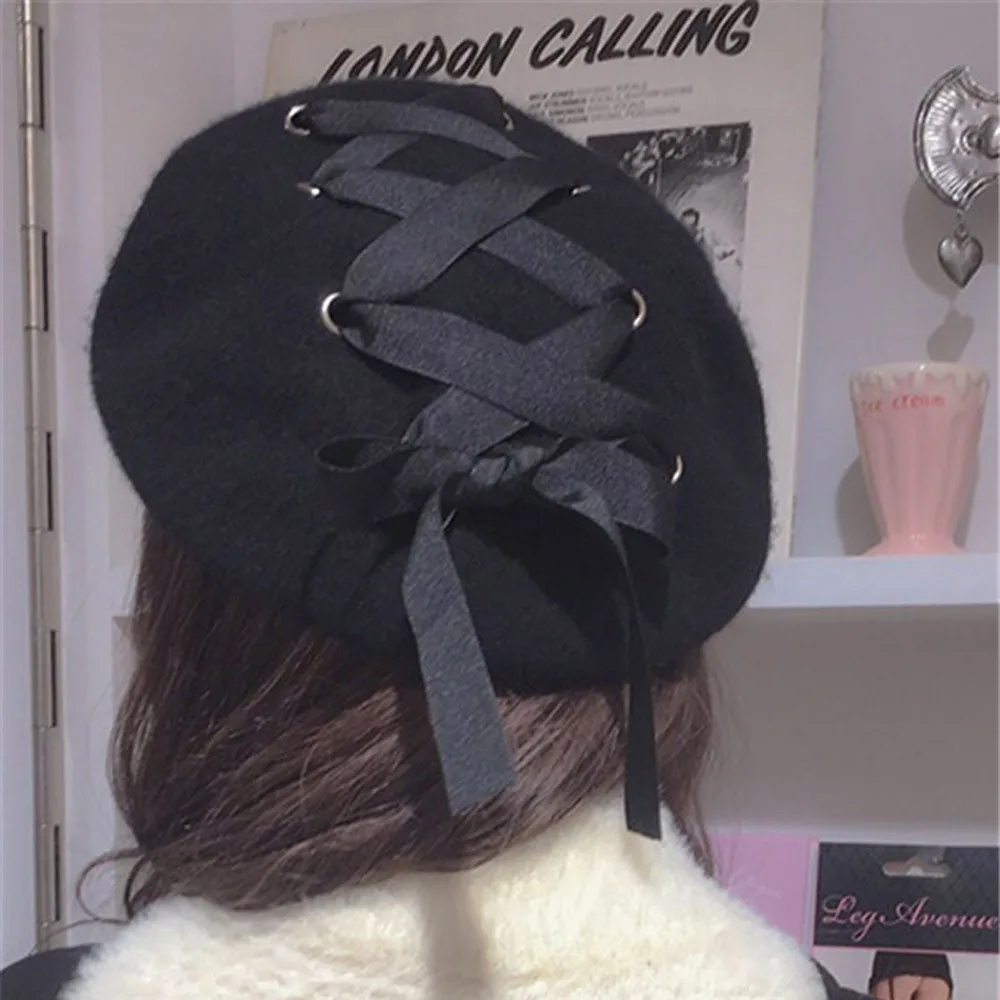 Модный Элегантный женский берет шапочка в милом стиле с бантом из шерсти