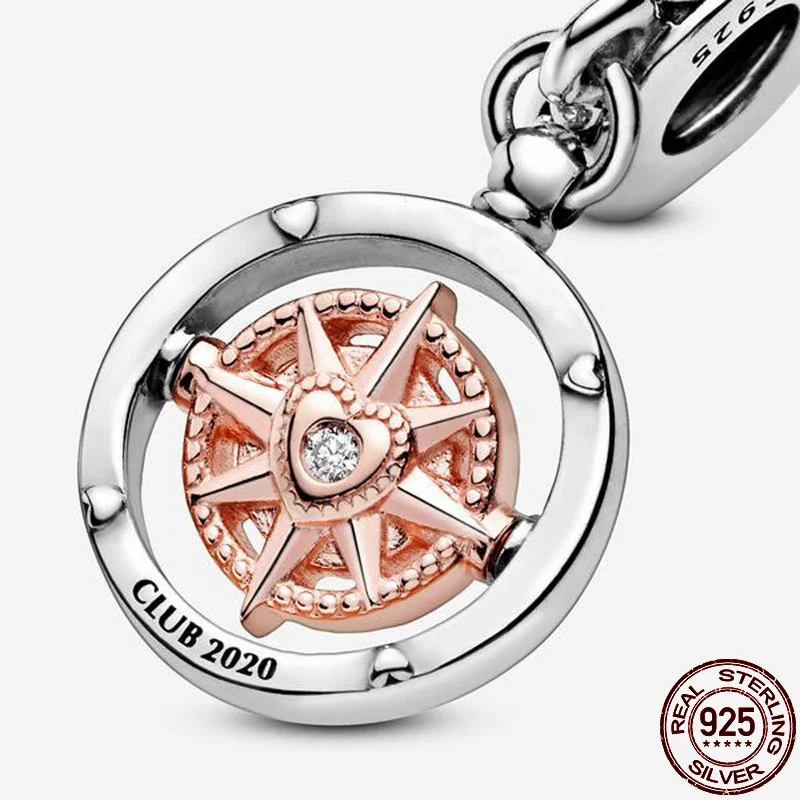 

Genuine 925 Sterling Silver Rose Gold Love Ferris Wheel Fit Original 3mm Bracelet& Bangle Making Fashion DIY Jewelry For Women