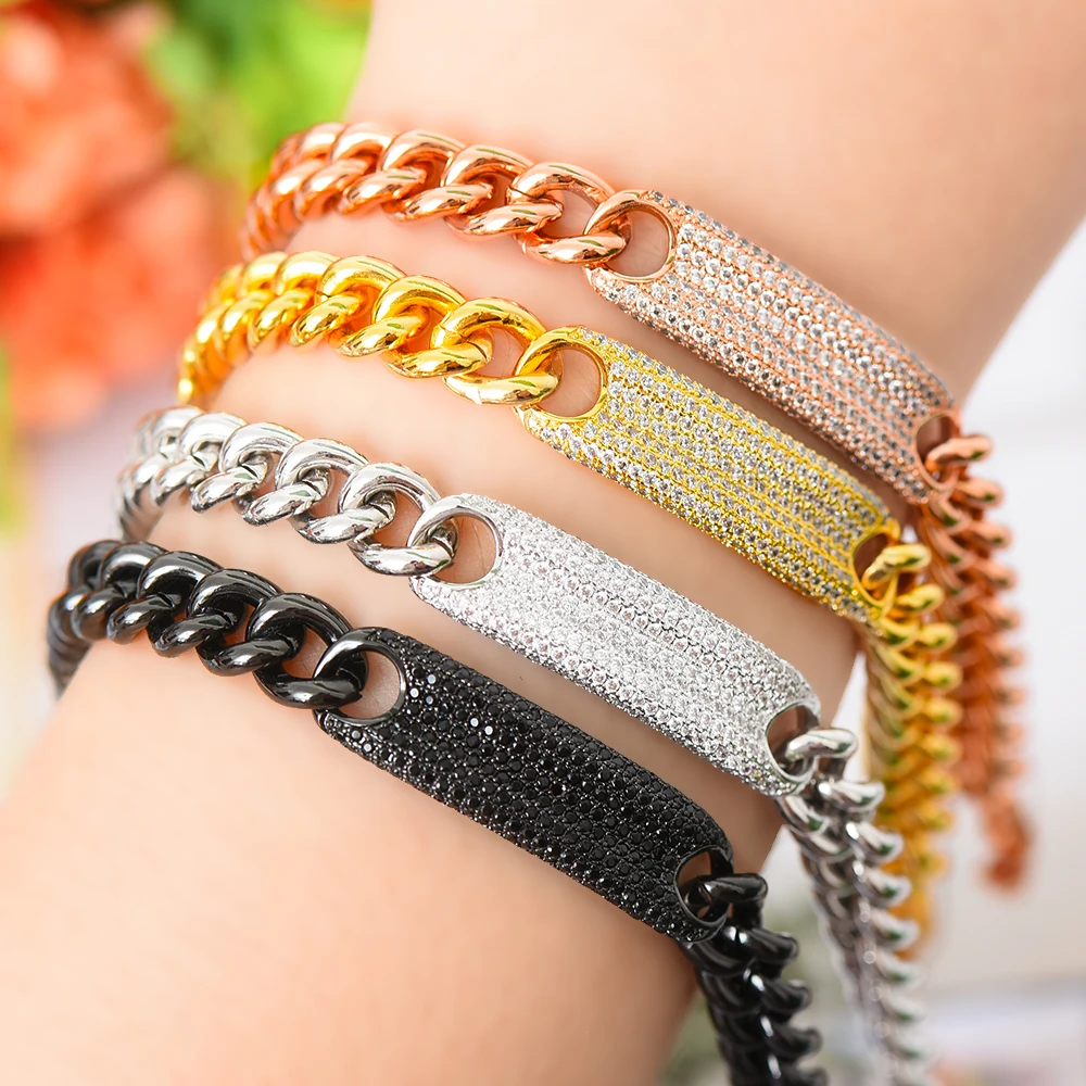 

Personality Nice Shiny CZ Fine Chains Bangle Women man couple bracelet Best Super Gift for Friends Lover unexpect surprise