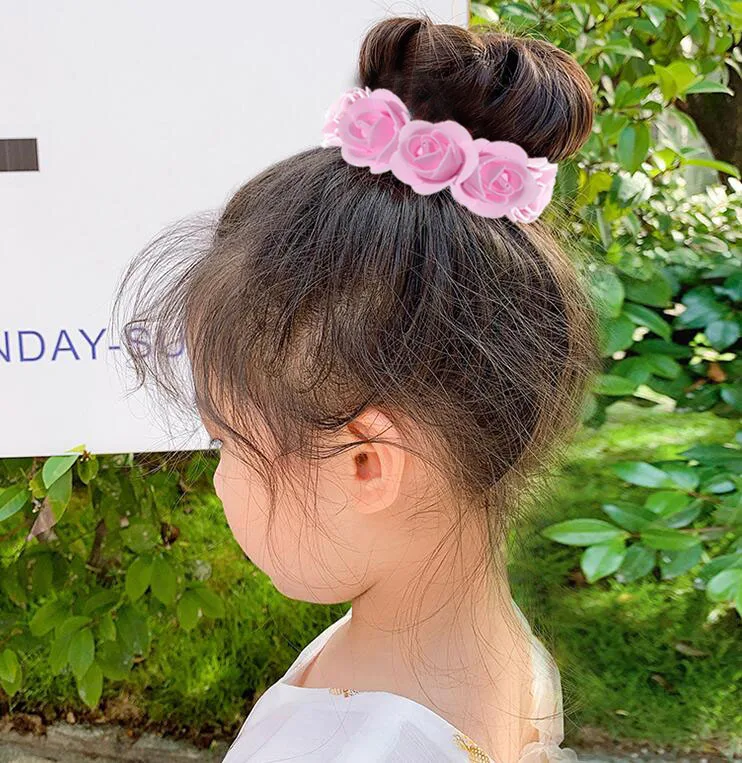 Pfingstrose Rose Blume Gummibänder Haarhalter Krawatte Gummi Stoff Kränze Kronen elastische Kranz Krone Hochzeit Girlande Stirnband – Detail 14