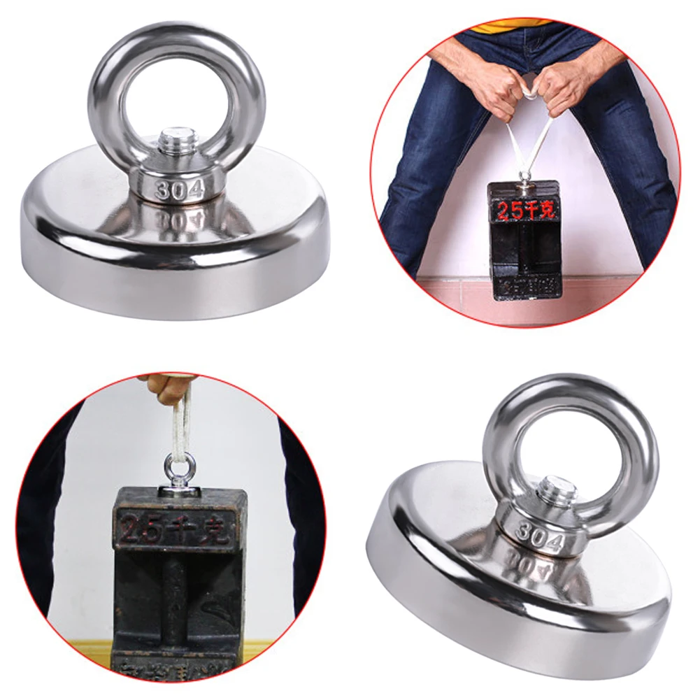 D20mm-D60mm Magnet Neodymium Magnet Round Thick Eyebolt Treasure Hunt Magnets Permanent Magnetic Fishing Rare Magnet