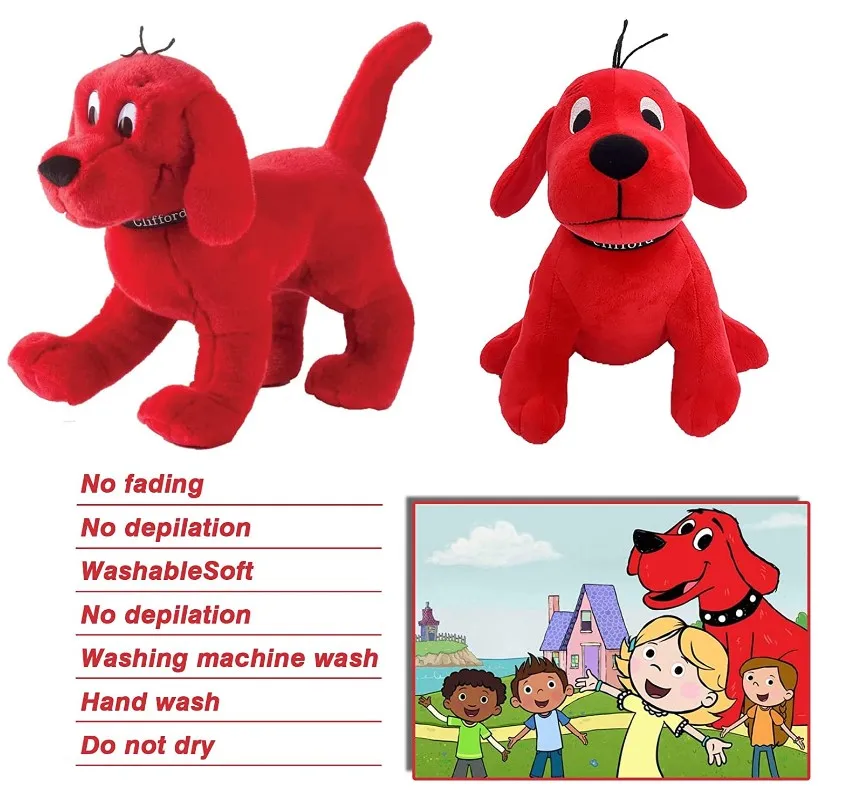 Juguetes de peluche de dibujos animados para ni&ntilde;os, perro rojo grande, Kawaii, 22cm-1