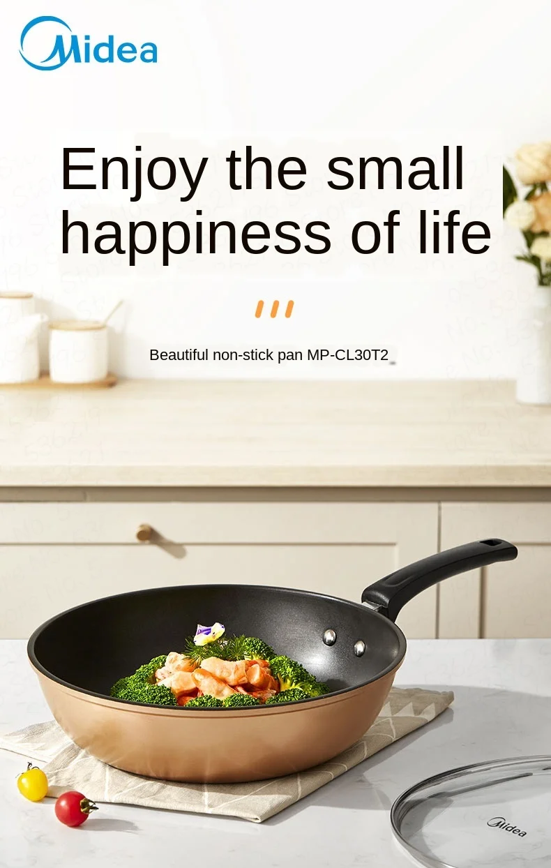 

Intensive thermal non-stick pan little lampblack wok widening guo bian home pan Bakelite handle frying pan flame-proof
