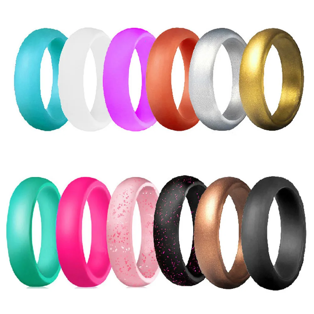 

5.7mm Silicone Rings Rubber Bands Charm Women Jewelry Hypoallergenic Flexible FDA Food Grade Silicone Finger Gothic Wedding Ring