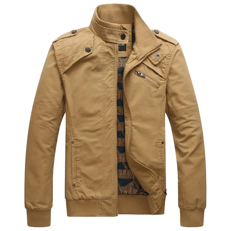 

New Casual Men's Jacket Slim Standing Collar Cotton