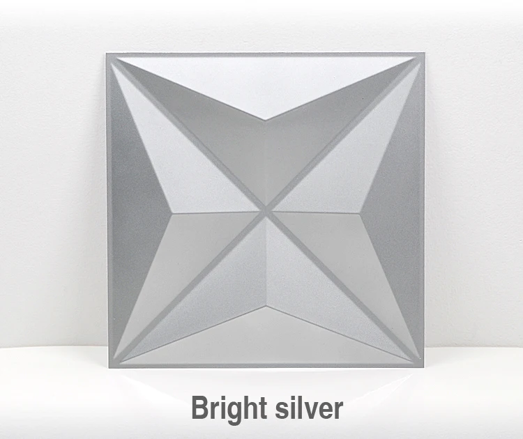 Bright silver 30x30 см 3D Художественная настенная панель, алмазная блестящая Звезда, резьба по дереву, цветок, тисненый 3D перламутровый красочный свадебный Декор, Настенная Наклейка - Цвет: Bright silver