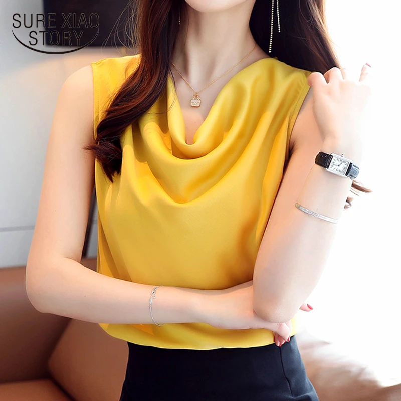 

Sexy Women Tops Spring Summer new Sleeveless Clothes Solid Stain Blouse Ruffled White Shirt Slim Streetwear Tops Blusas 9545