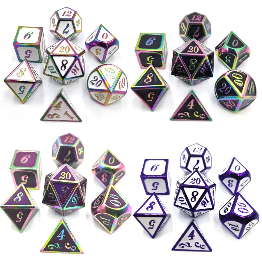 7 шт./лот набор костей DND многоцветные металлические кубики D & D4 D6 D8 D10 D12 D20