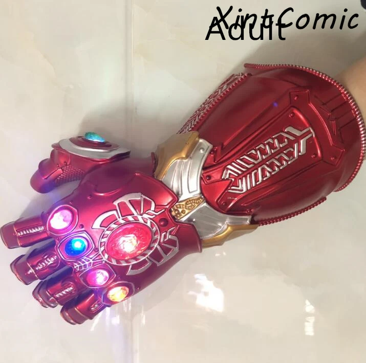 Перчатки Таноса для Avengers Thanos 4 светодиодные перчатки Infinity Gauntlet Stones War Led ПВХ