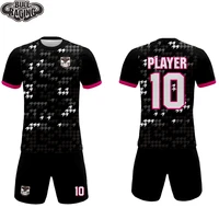 black soccer jersey uniform custom sublimation printing made factory directly fooball training sets