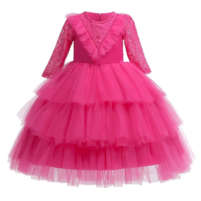 

Dress Girls Lace Princess Dress Flower Half-sleeve Shirt Wedding Dress Birthday Party Performance Wear Autumn Stage Clothing