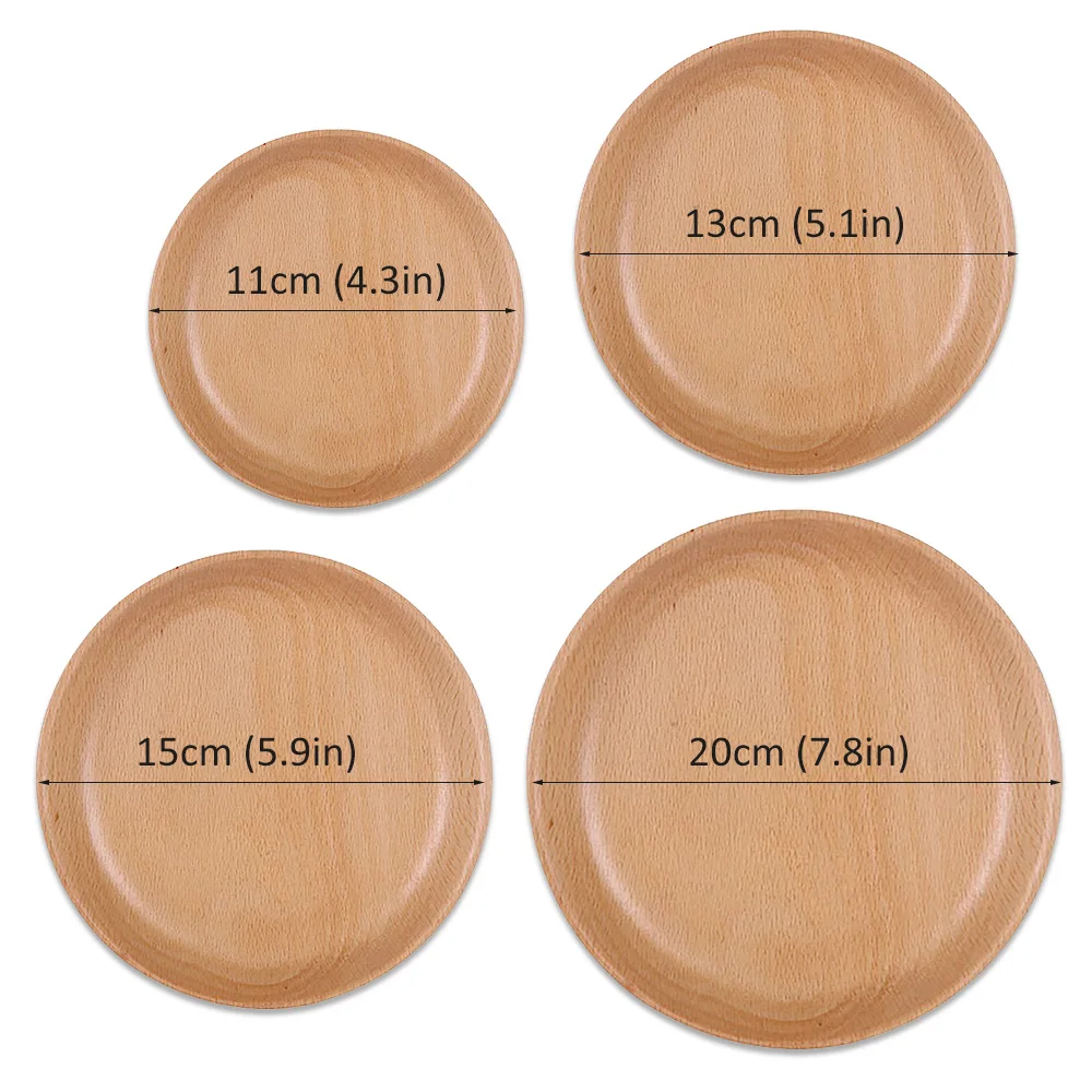 

Wood Square Round Serving Tray Wooden Bread Fruit Dishes Saucer Tea Tray Pan Plate Dessert Dinner Wood Plates