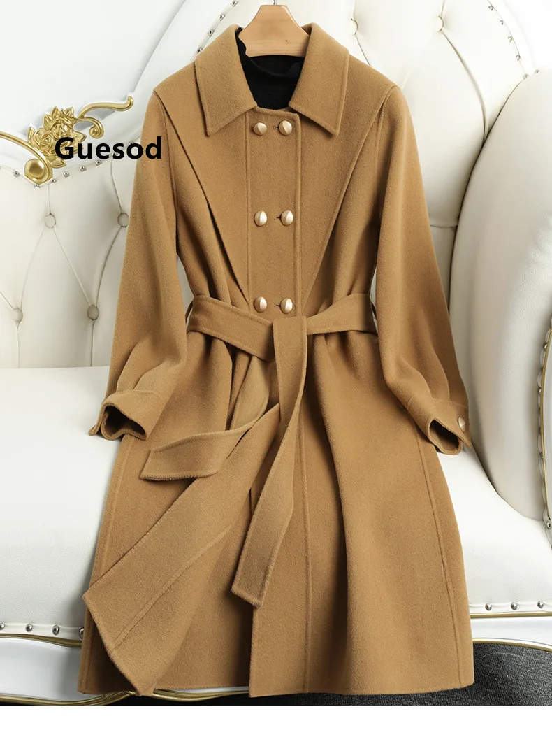 

Women Wool Coat Female Medium Length High Quality Woolen Outerwear Autumn Winter Loose Outwear New Guesod