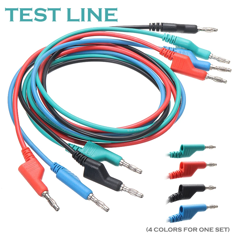 

4pcs/set 1M Double Ended Banana to Banana Plug Soft Silicone Wire Multimeter Test Leads Cable 4mm