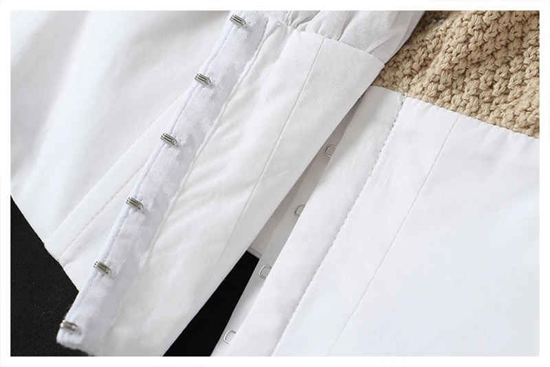 

SONDR Women Khaki Knitting Stitch Short Blouse New Lapel Long Sleeve Loose Fit Shirt Fashion Tide Spring Autumn 2021