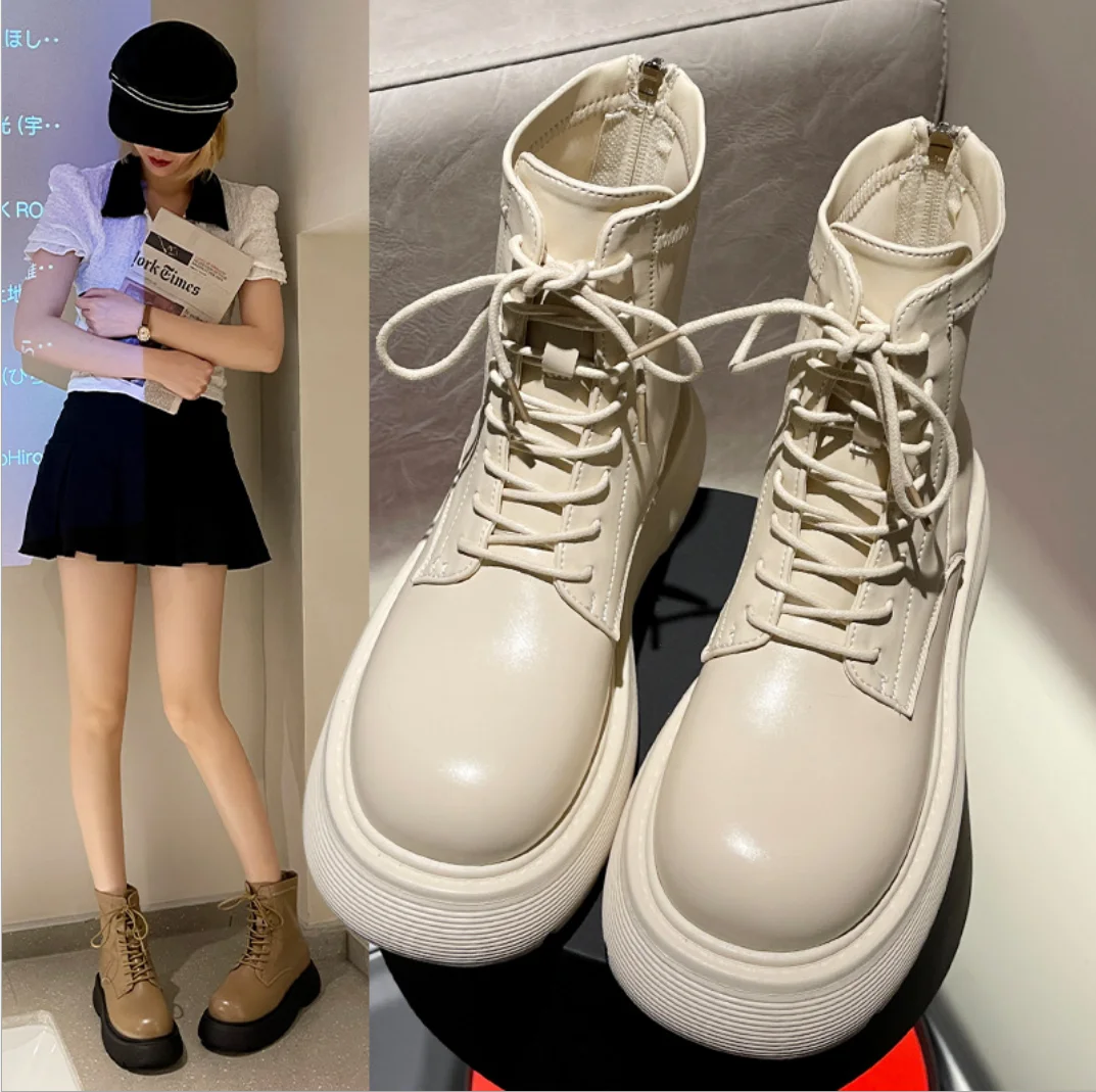 

Ботильоны для женщин, обувь 2021, зимние мотоциклетные ботинки, обувь на толстом каблуке и платформе, женские модные Боевые Ботинки Martin