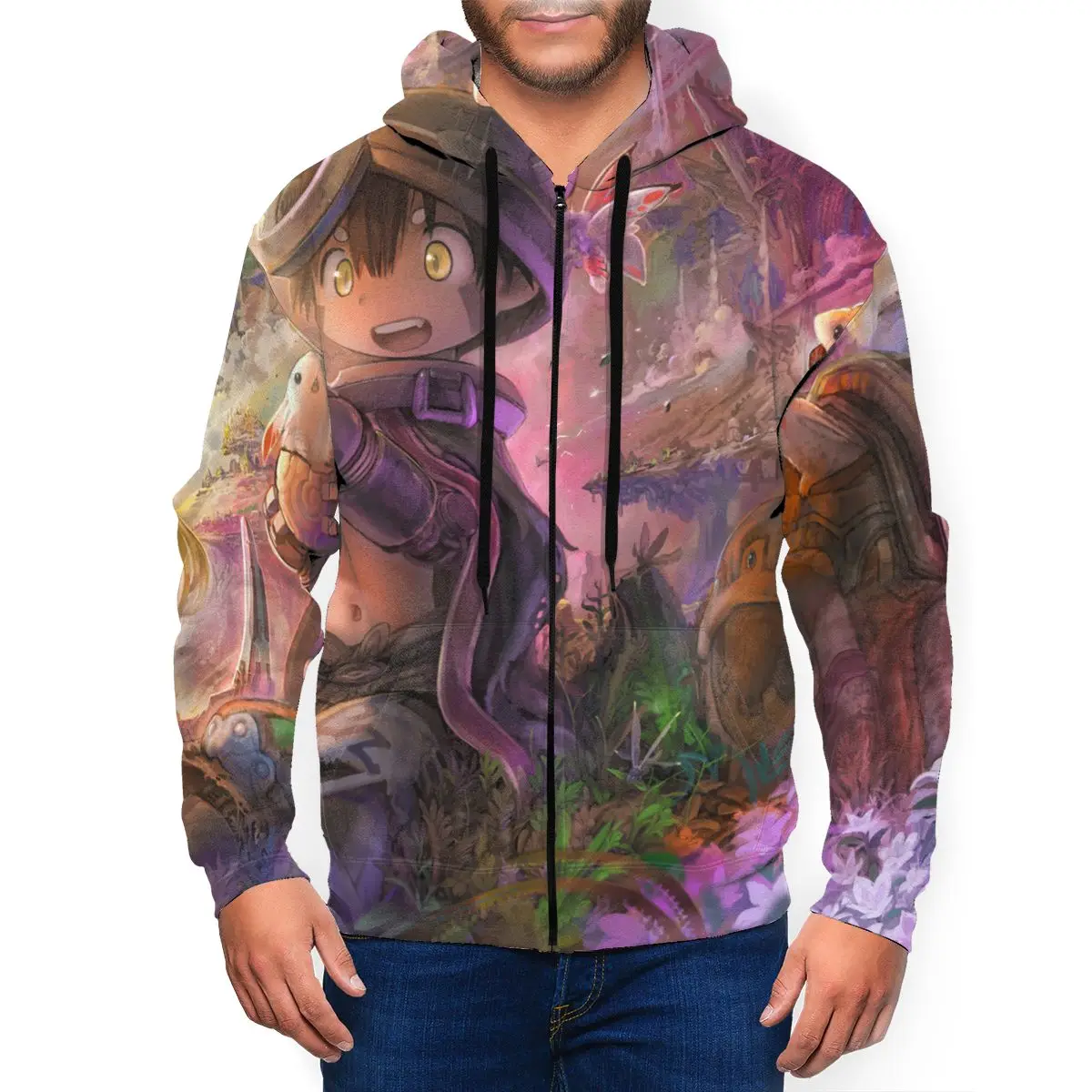 

Made In Abyss Anime 3D Printed Zipper Hat Hoodie for Men Women Casual Fall Sweaters