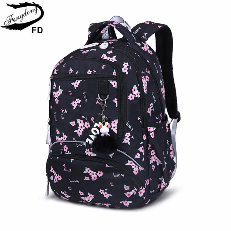 Школьный рюкзак с цветами вишни Fengdong, детский Цветочный рюкзак для книг, школьные сумки для девочек, милый чехол для книг с цветами, сумка дл...