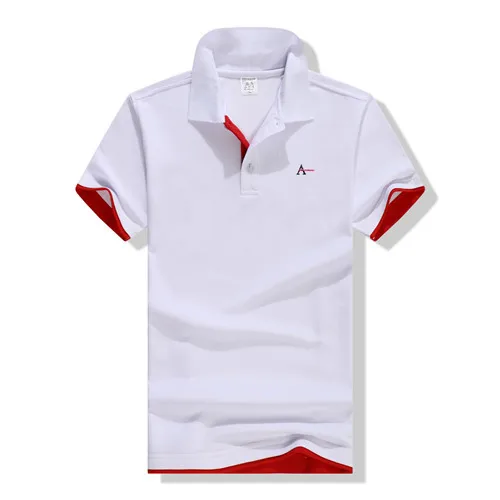 white red(1) Новинка, мужская рубашка-поло, брендовая одежда, новая мужская рубашка поло, деловая и повседневная однотонная мужская рубашка - Цвет: white red(1)