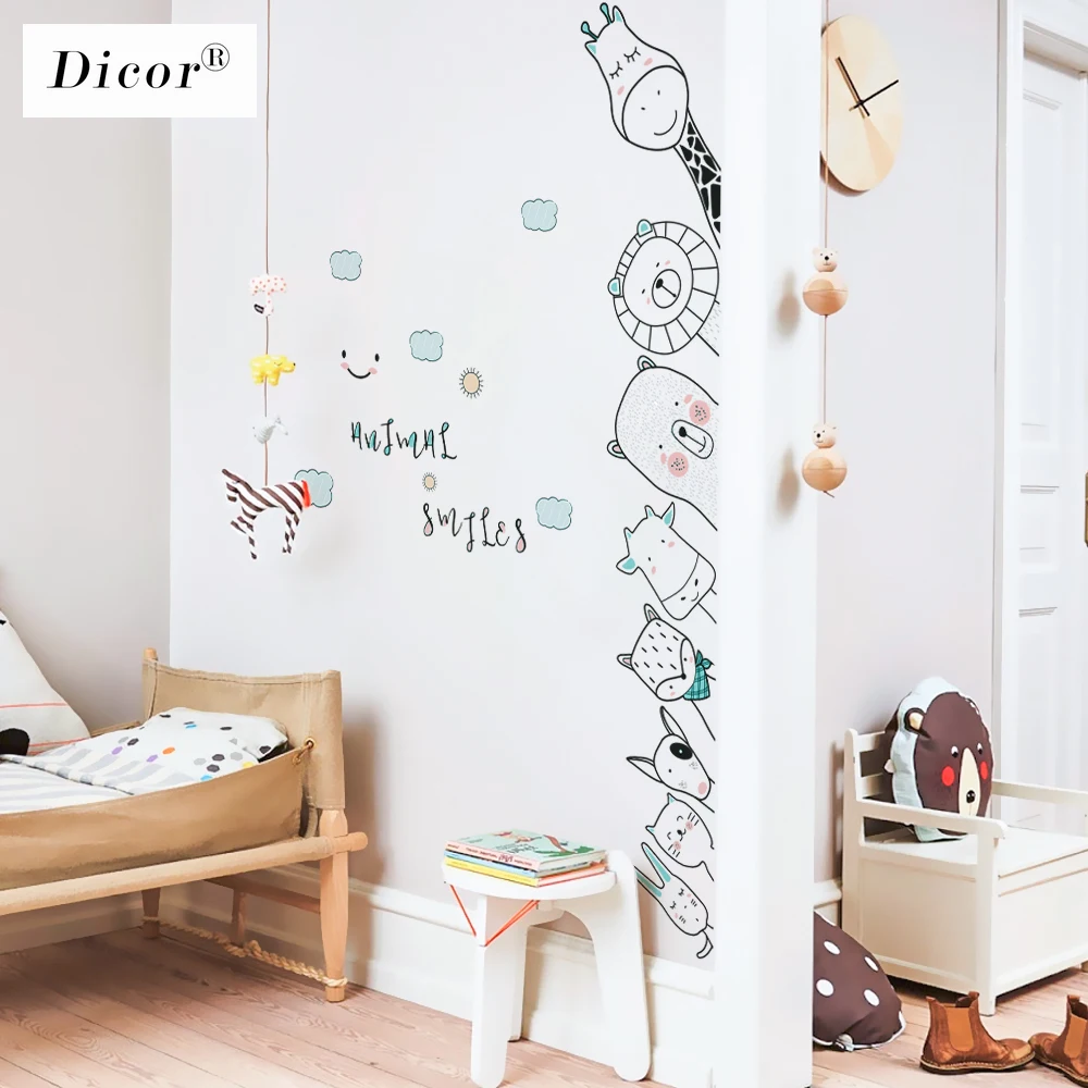 Дикор Детская комната украшения мультфильм наклейки на стену животные дверь