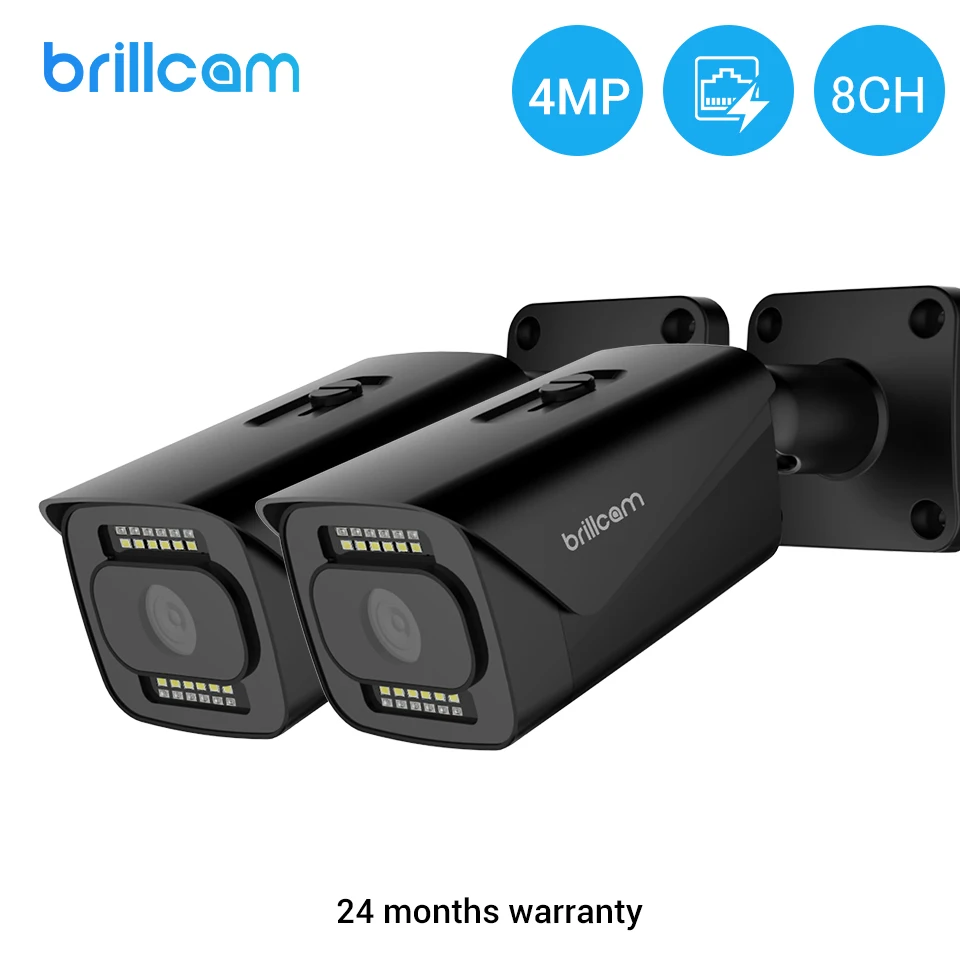 Камера Brillcam 4 МП HD 2 шт. двойной светодиодный микрофон 8 мм лен PoE IP67 защита от