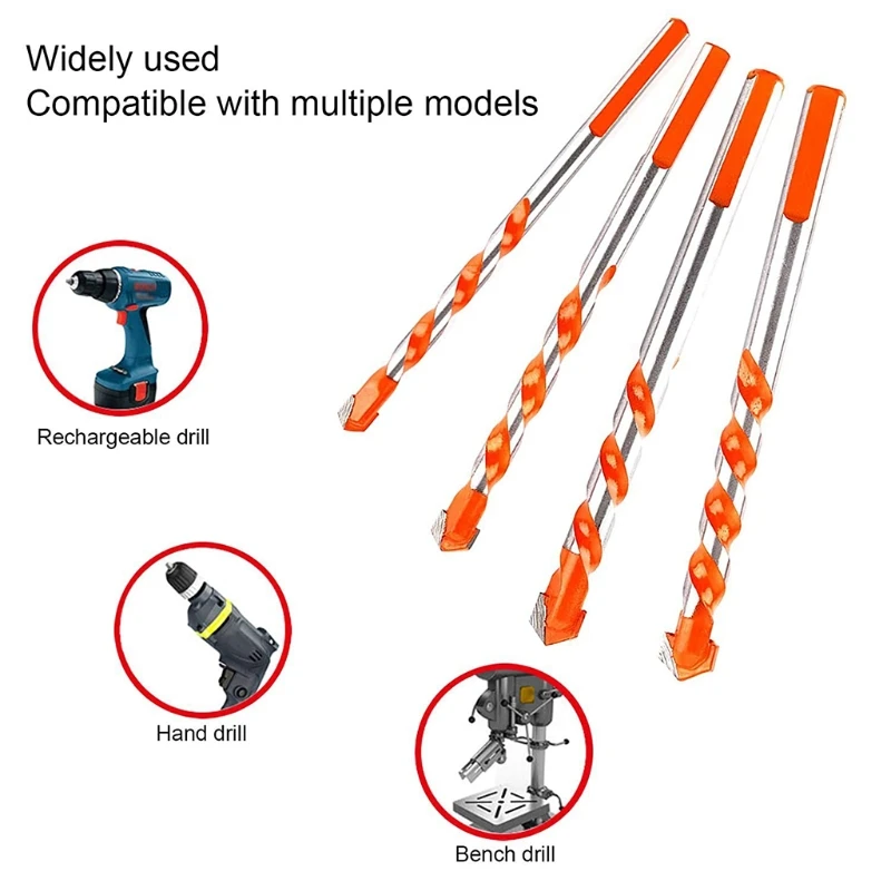 

69HF Set Marble Multifunctional Hard Alloy Twist Triangle Drill for Tile Concrete Brick Glass Plastic Wood (6/6/8/10/12 mm)
