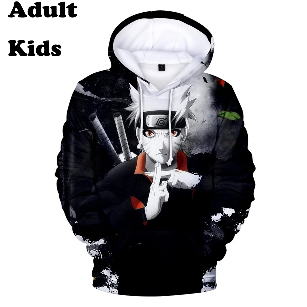 

3D Hoodies Men women Sweatshirt Fashion Sasuke Hooded Autumn Kakashi Cartoon Casual Harajuku Hip Hop Kids boy pullover