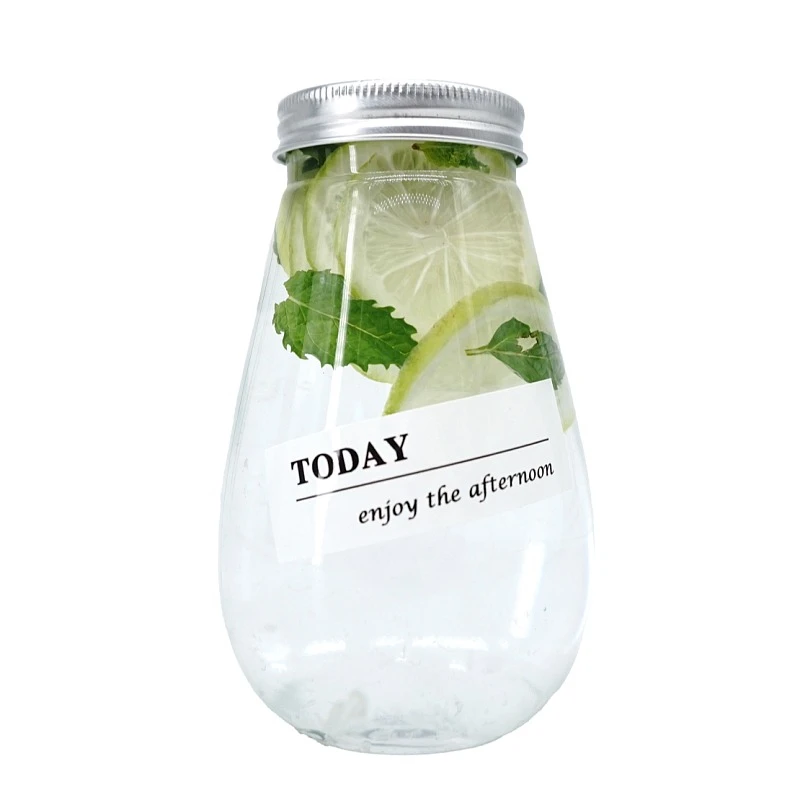 

10pcs Net red PET plastic cold drink juice coffee milk tea yogurt beverage bottles party favors packaging drinking cup with lid