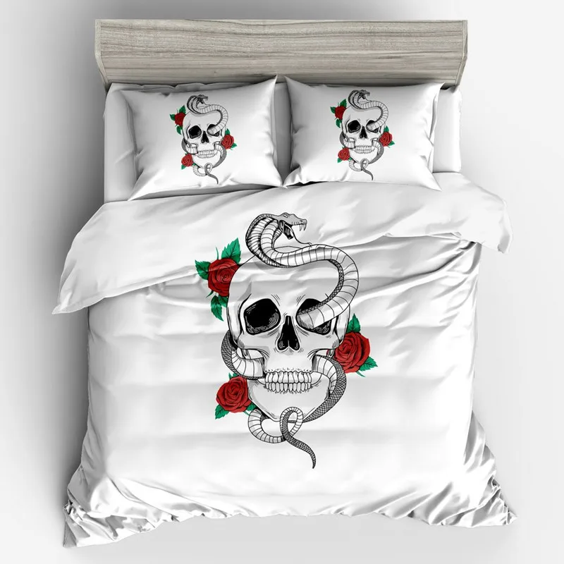 

3D digital printing skull bedding set queen skull quilt cover king pillowcase AU bed bedding