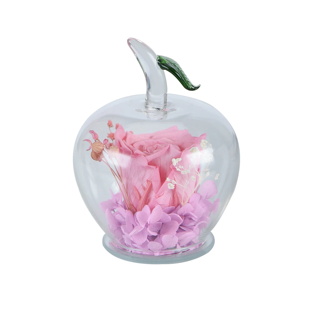 2020 Artificial Immortal Flowers In Apple-shaped Glass Dome Wedding Decoration Valentine's Day Mother's Gifts | Дом и сад
