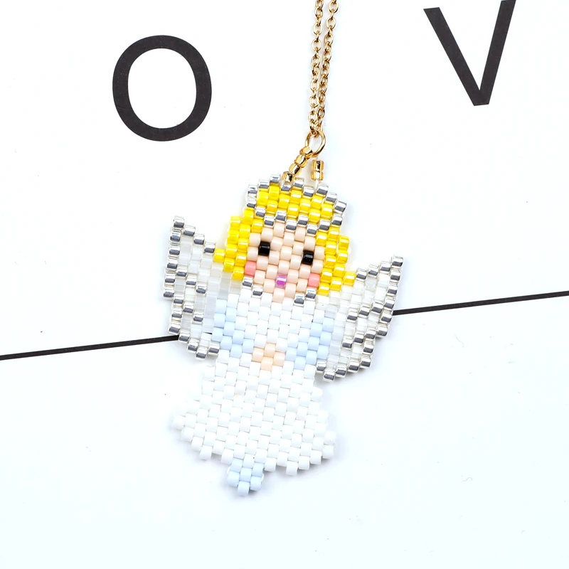 

FAIRYWOO Miyuki Angel Jewelry Wing Necklace For Girls Cute Angel Pendant Necklace Fashion Gold Chain Choker For Kid Gifts Sweet