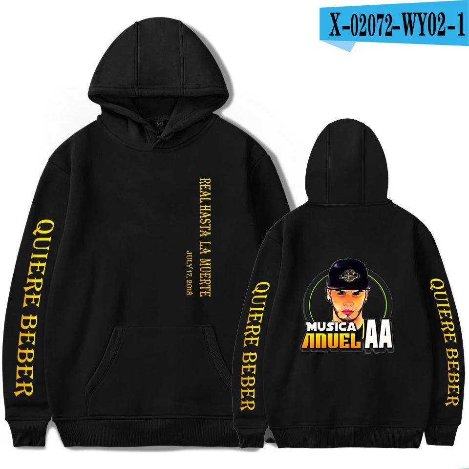 Anuel AA Стиль Знаменитостей уличная Толстовка зима осень для мужчин/женщин хип хоп пуловер с длинным рукавом негабаритных толстовки - Цвет: m