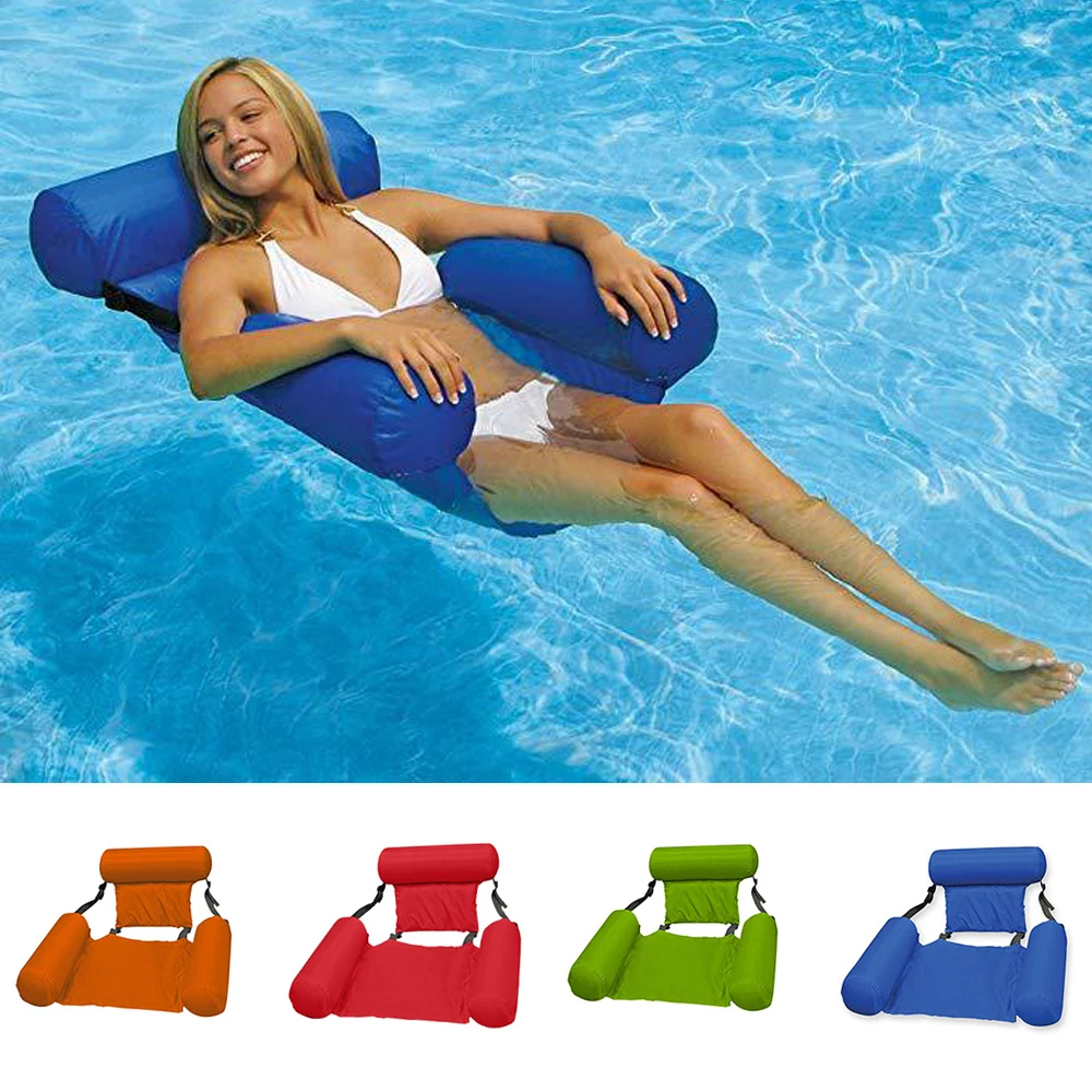 Swimming Pool Beach Water Hammock In Air Mattress Lounger Floating Sleeping Cushion Foldable Inflatable Air Mattress Bed Chair