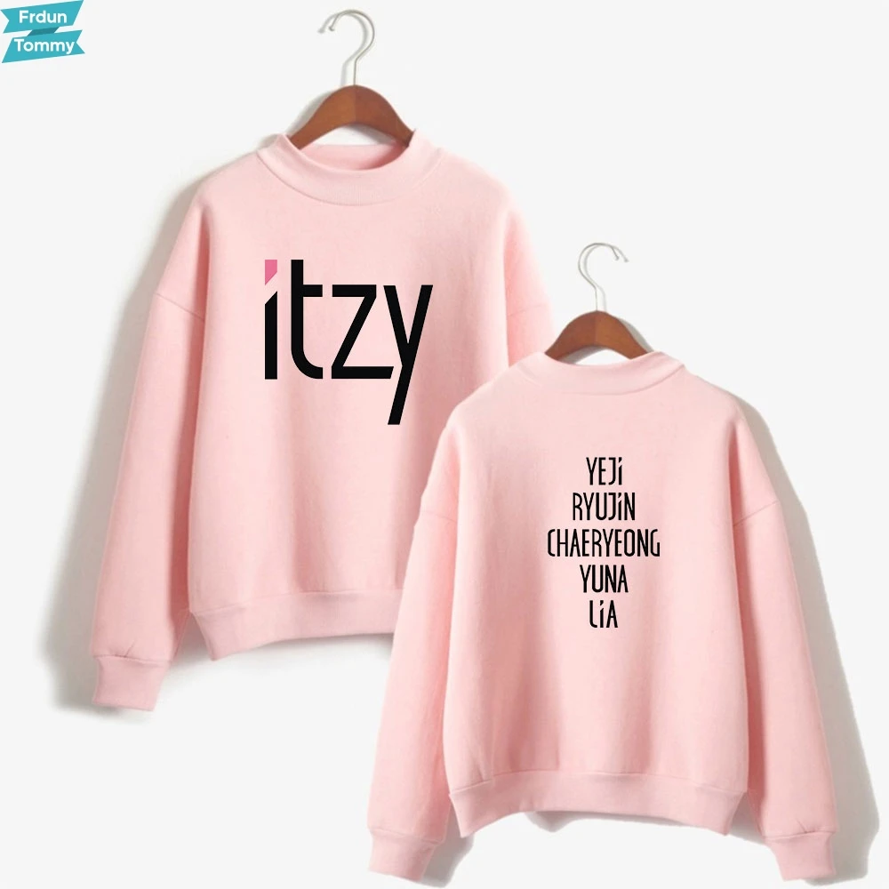 Женский/мужской пуловер-водолазка ITZY модный Розовый пуловер с принтом в