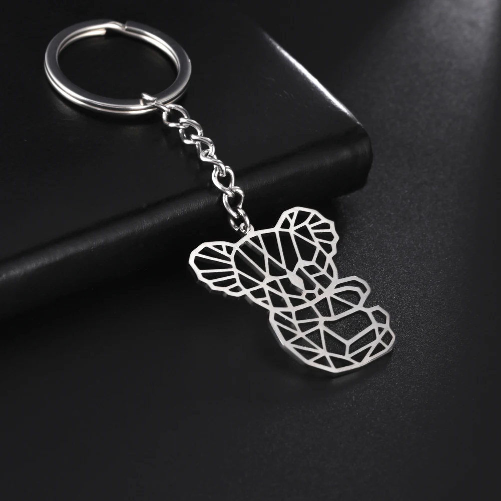 

My Shape Cute Koala Animal Keychain For Women Men Hollw out Stainless Steel Key Chain Holder Keyring Fashion Jewelry llavero