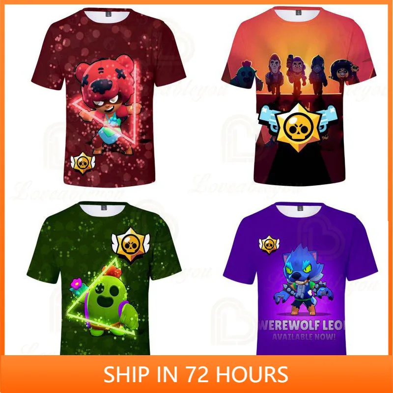 

Leon Child Wear Sandy Max Bull and Star,Short Sleeve Tops Boys Clothes Kids T-shirt Shooting Game 3d Boys Girls Harajuku Fashion