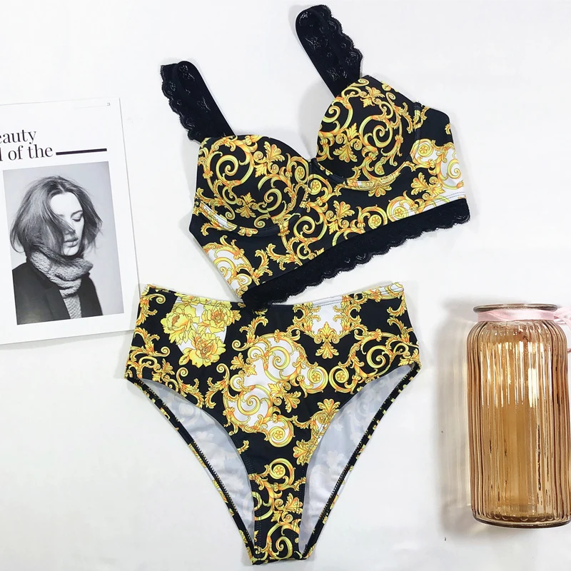 Push Up Bikinis 2021 Bikini Set High Waist Swimwear Women Swimsuit Female Swimming Suit Bathing Suit Print Biquini Bikini Set