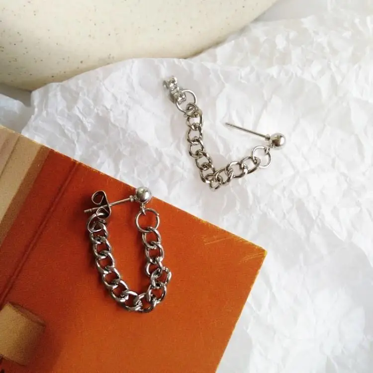 2019 модная Серебряная цепочка серьги из бисера минималистичные простые простой