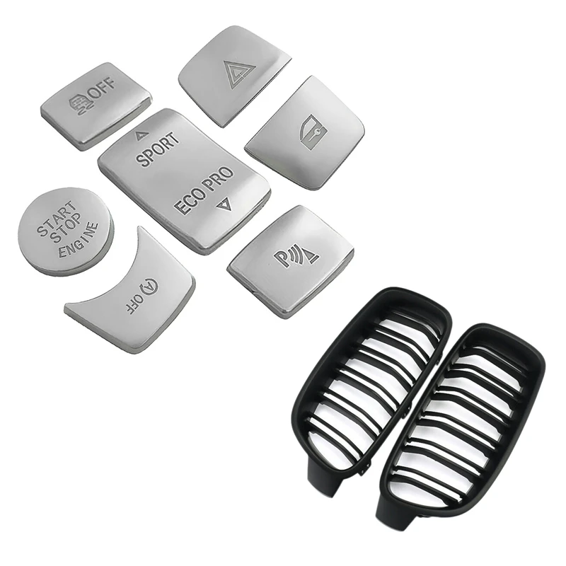 

Front Kidney Grille For BMW F30 F35 2012-2016 & Left Side Central Handbrake Button Start Button Warning Sticker