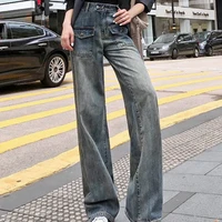cargo baggy jeans woman streetwear boyfriend high waist wide leg grunge jeans cute denim trousers casual vintage y2k pants women