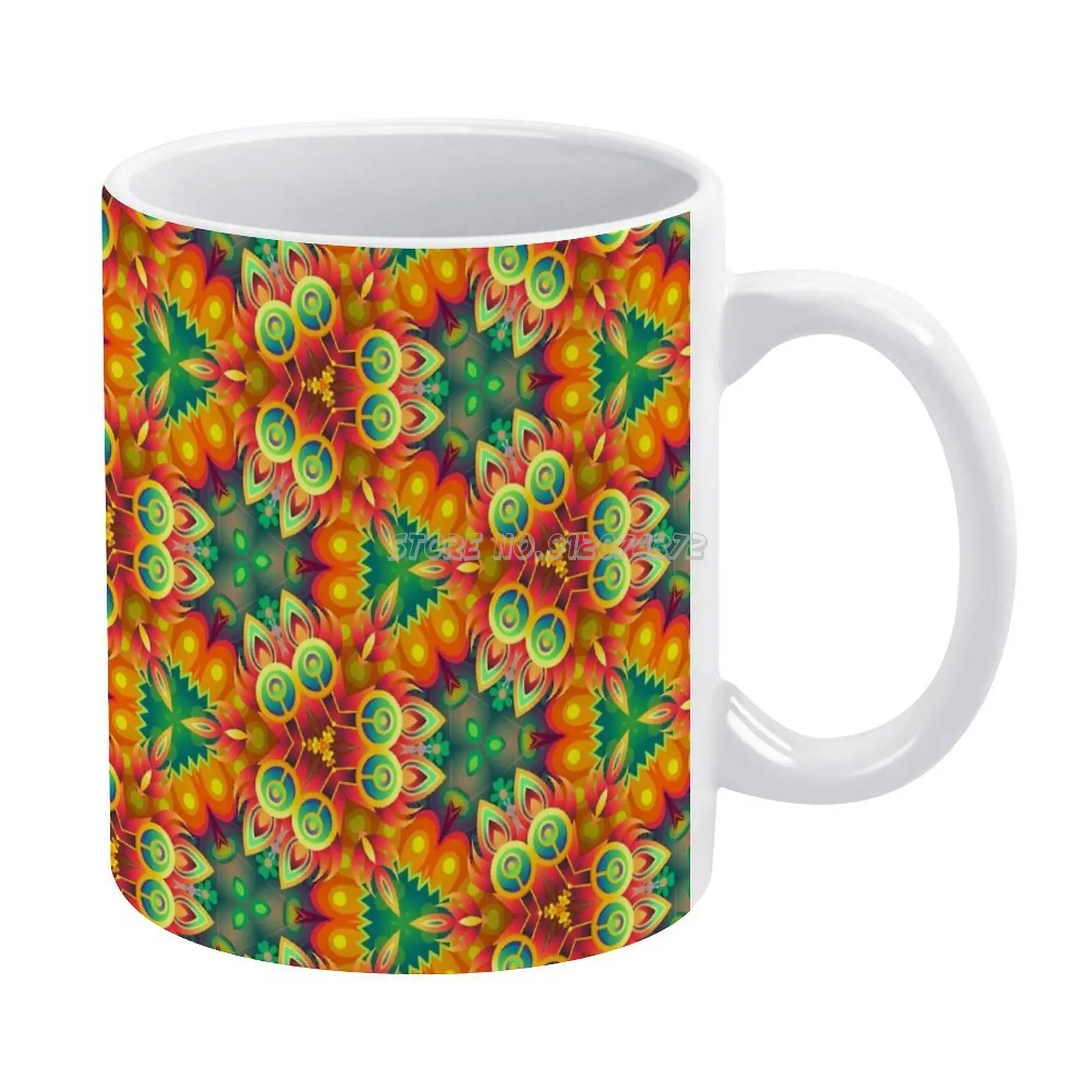 Цветные кофейные кружки с цифровым рисунком с повторяющимся рисунком, керамическая кружка, чайная чашка, индивидуальная чашка, подарок для ...
