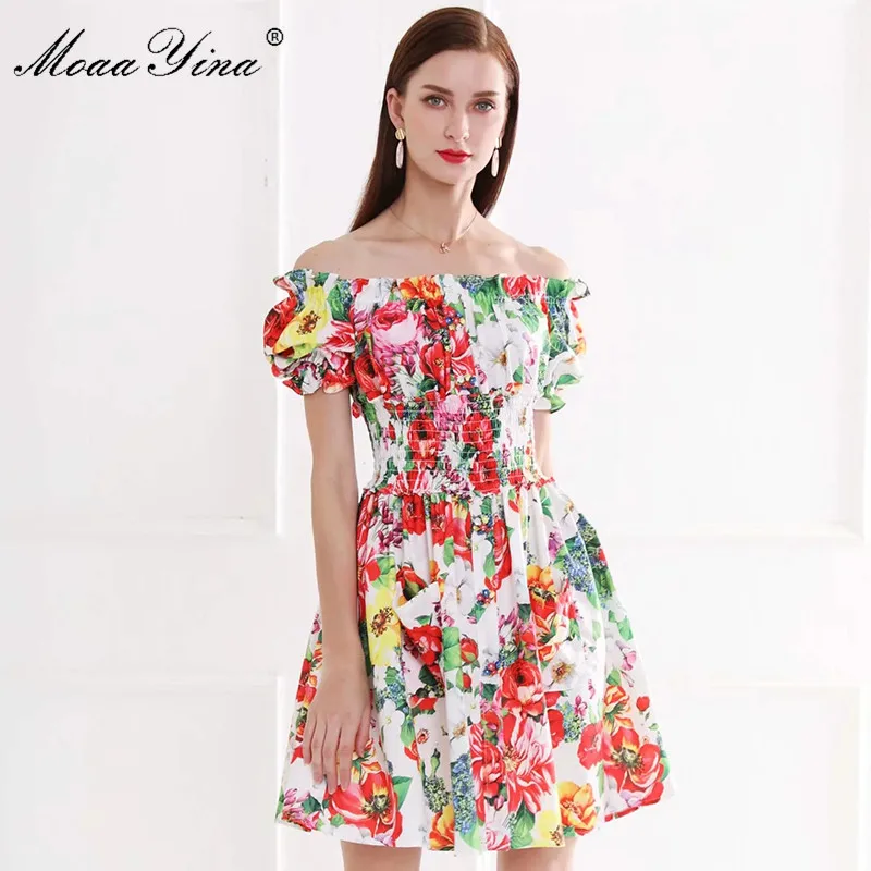 Женское дизайнерское платье на пуговицах MoaaYina Элегантное летнее с пышными