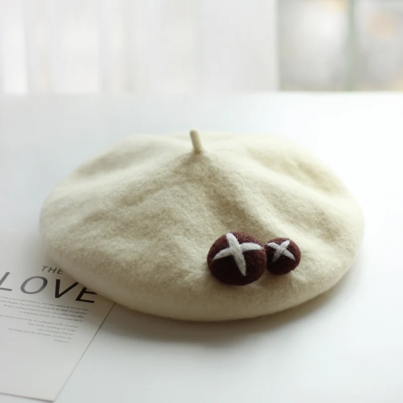 Милые грибы Модные женские береты ручной работы шерсть оригинальность личность