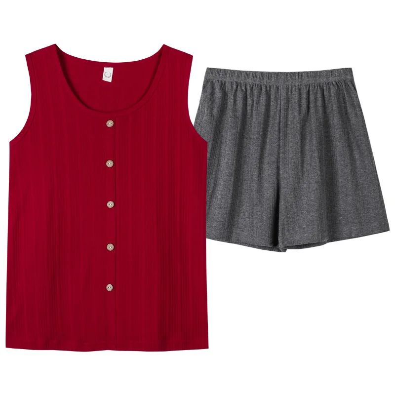 Summer Knitted Cotton Pajamas Set For Women Pyjamas Loungewear Pijama Mujer 2PCS Shirt&Shorts Pajamas Set Plus Size 3XL Homewear