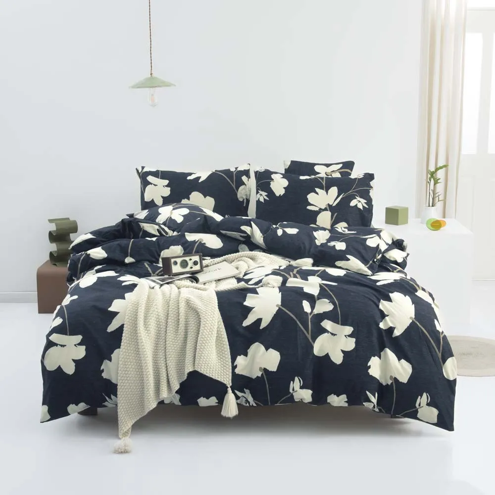 

Bedding Set Leaf Printed Bed Linen Sheet Plaid Duvet Cover 240x220 Single Double Queen King Quilt Covers Sets Bedclothes 2021