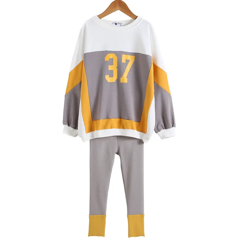 

Kids clothing suit girl clothes alphabet print long-sleeved T-shirt + pants kids sportswear girl clothing suit sports suit 4 7 9